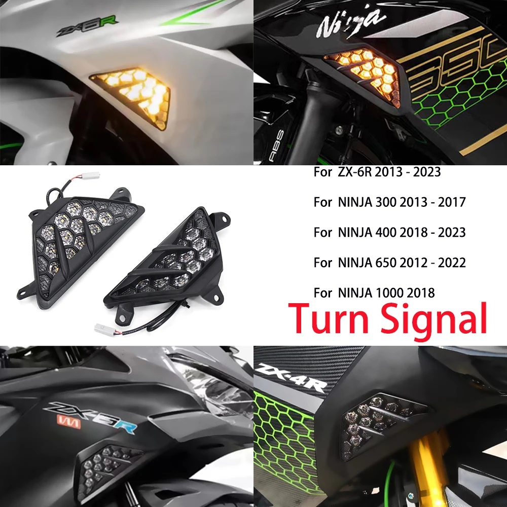 

New 1SET Motorcycle LED Turn Signal Indicator Light Lamp Flashers For Kawasaki NINJA 300 400 650 1000 ZX6R ZX-6R 2013-2023 2022