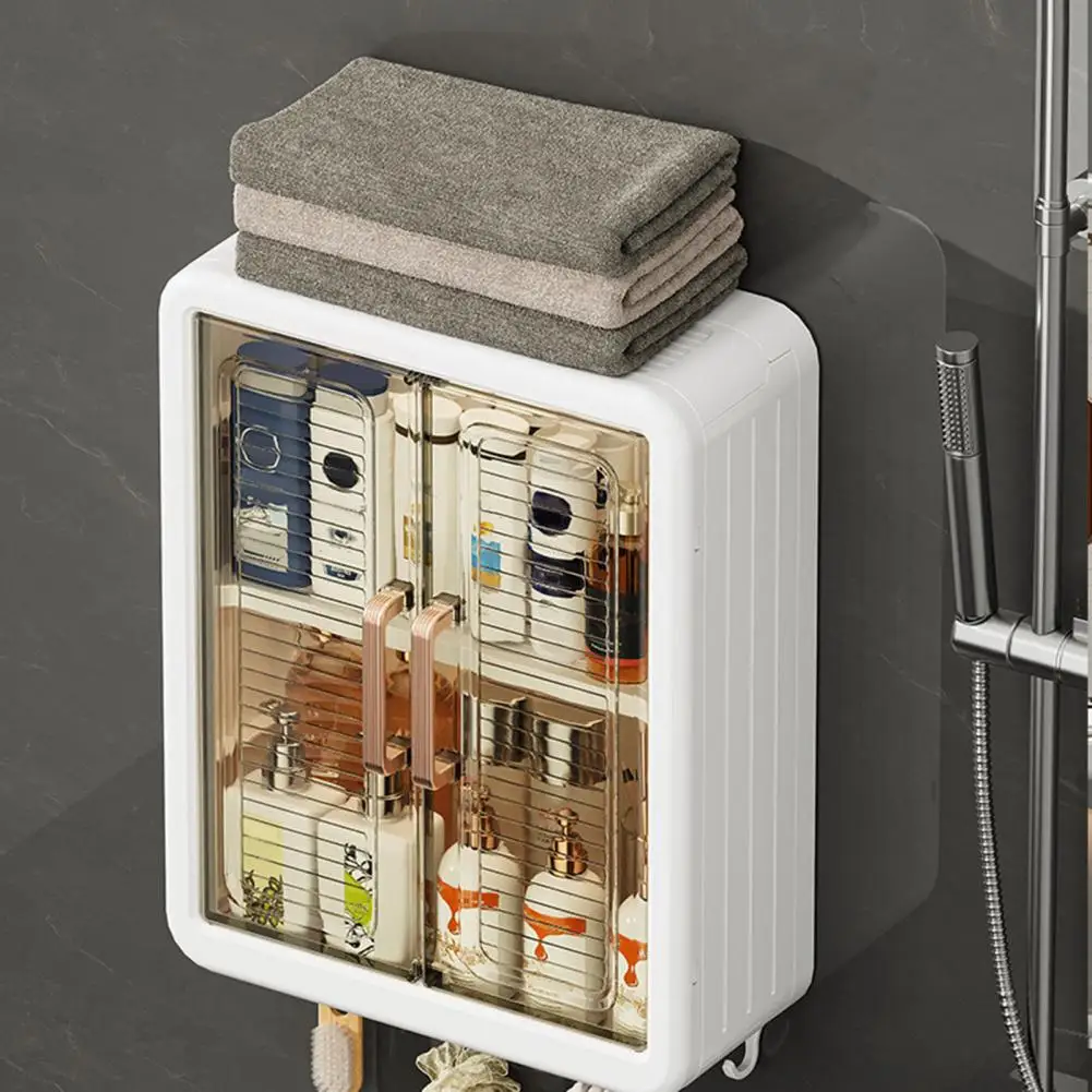 Bathroom Storage Cabinet Modern Bathroom Organizer Modern Wall-mounted Bathroom Cabinet with Hooks Capacity for Toiletries