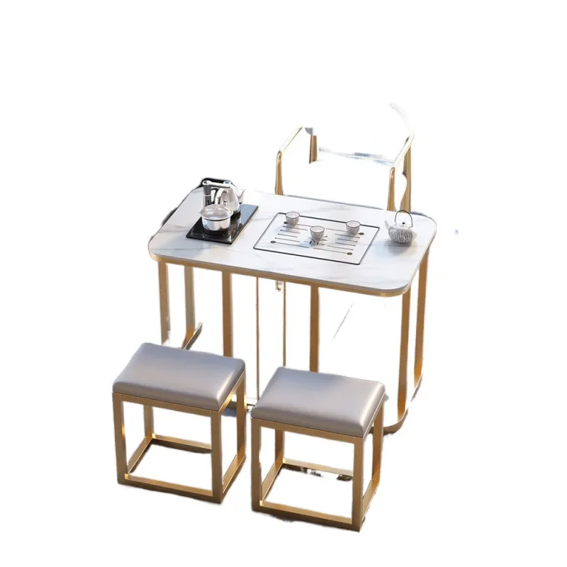 

Small coffee table balcony table household modern chair combination rock slab kung fu bubble family