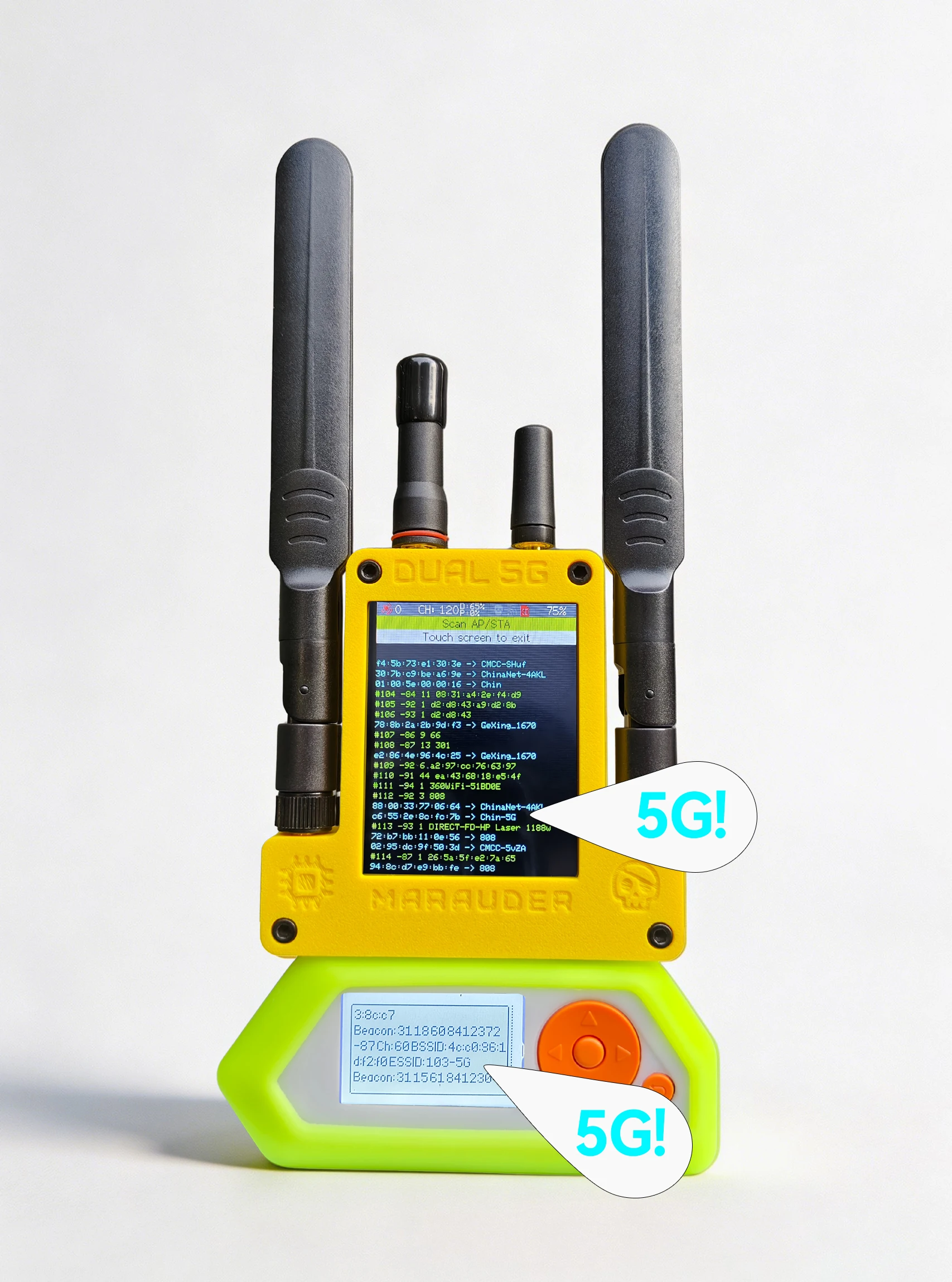

ESP32 Marauder V8 4IN1 ESP32-C5 Dual Chip Dual Band 5G WiFi, Bluetooth , GPS, Supports 2.4G＆5G Signal Dual SD Card