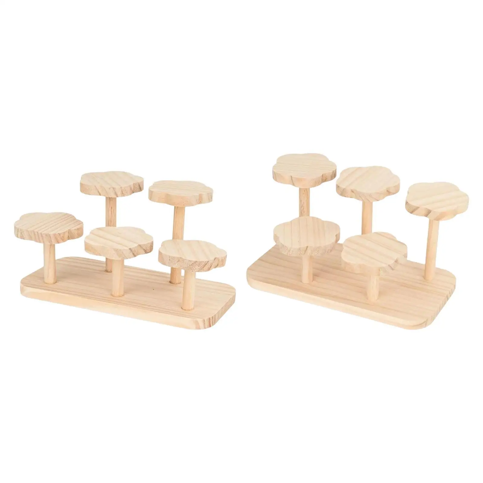 Wooden Display Riser Stand with 2 Tiers Cupcake Stand Multipurpose 28x14x15cm for Tabletop