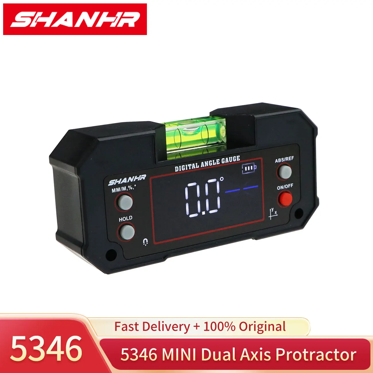 

SHANHR Horizontal Bubble Magnetic Angle Finder Dual Axis Inclinometer Electronic Level Angle Gauge Protractor for Woodworking