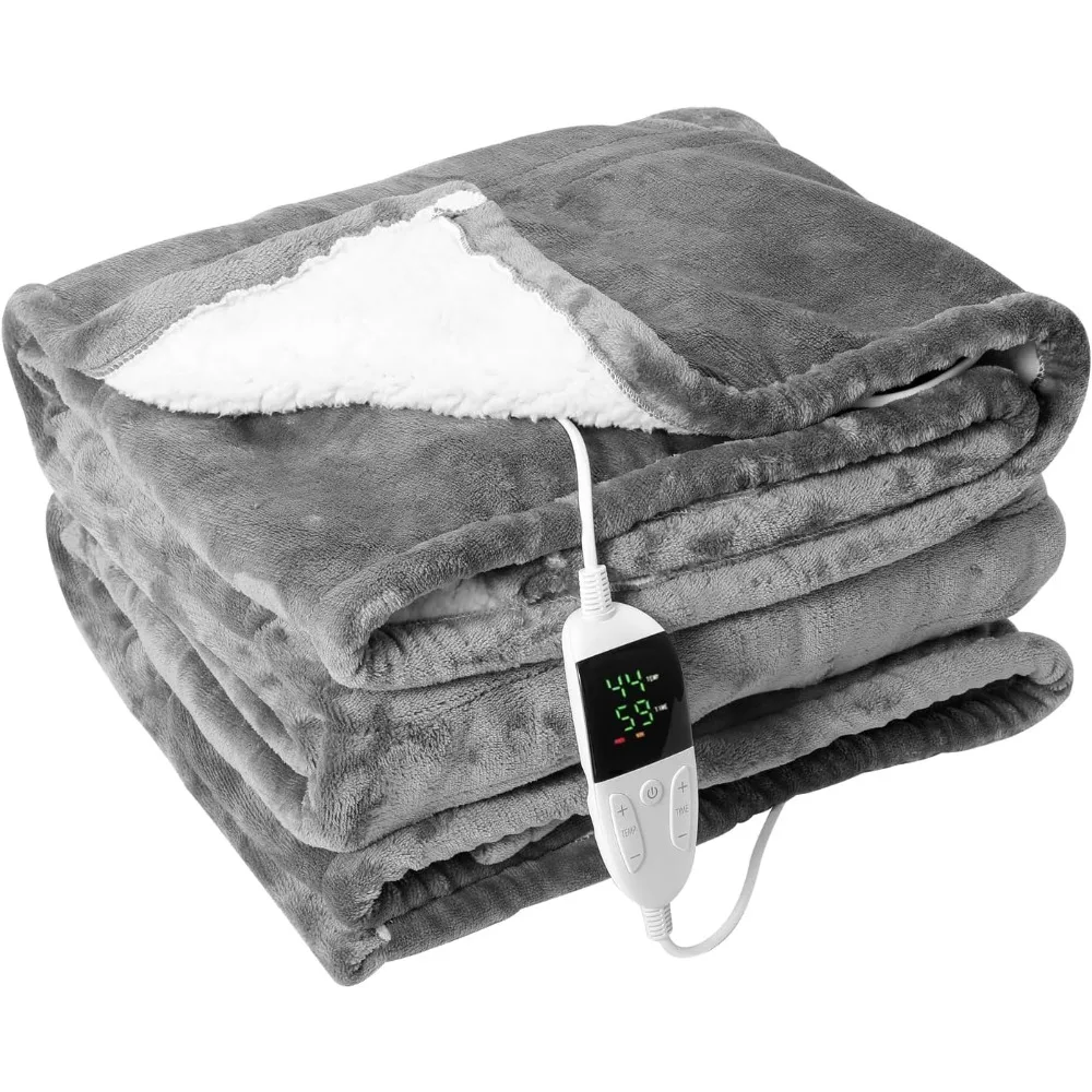 

Electric Throw Heated Blanket, Extra Large Ultra Soft Luxurious Flannel Blanket Washable Fleece with Digital Remote Timer Functi