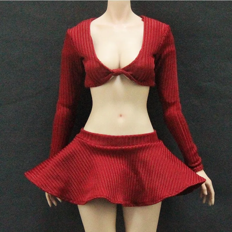 1/6 Scale Tight Fitting High Neck Long Sleeved Short T-shirt Sexy Top Female Doll Clothes for 12" Soldier AT203 TBL Body