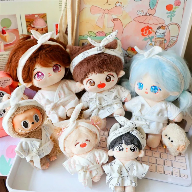 

Cute Little Bear Pajama Set, Idol Doll Clothes, Kawaii Plush Doll, Dress Up Accessories, Can Change Clothes, 10 cm, 20cm, 3Pcs