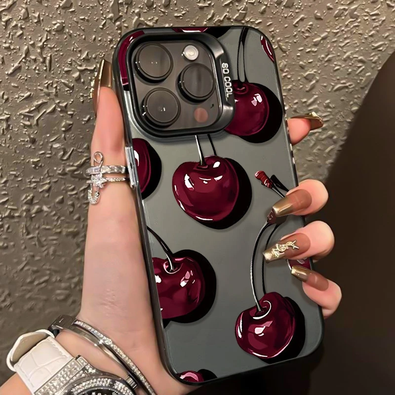 

Deep Red Cherries Pattern Phone Case For Samsung Galaxy A16 A26 A34 A35 A36 A55 A56 A54 S25 FE S24 Ultra S23 Plus S22 S21 Cover