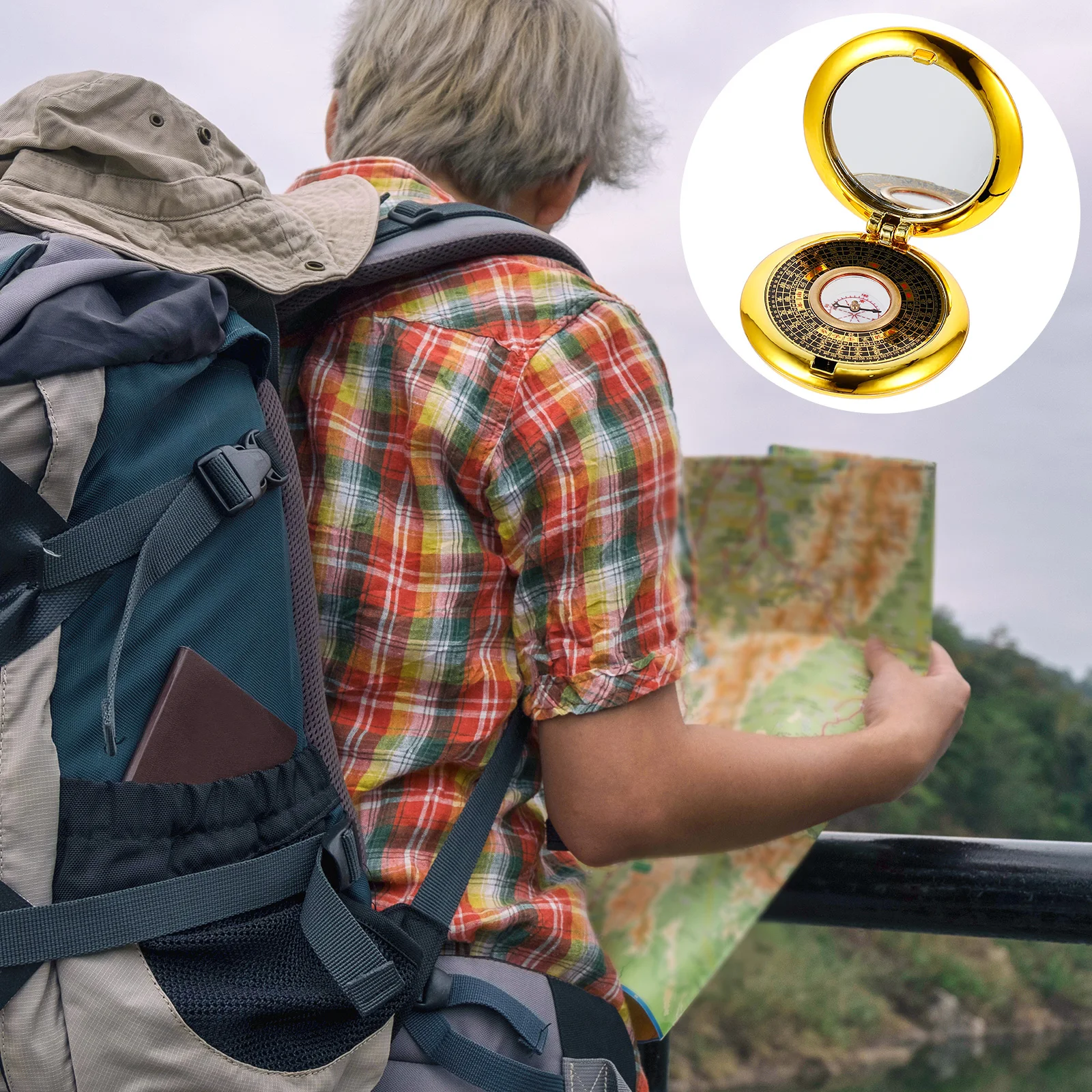 

s Mini Copper Compass for Camping Survival Tools Degree Scale Suitable for Feng Shui Hiking Outdoor Activities Pocket Size