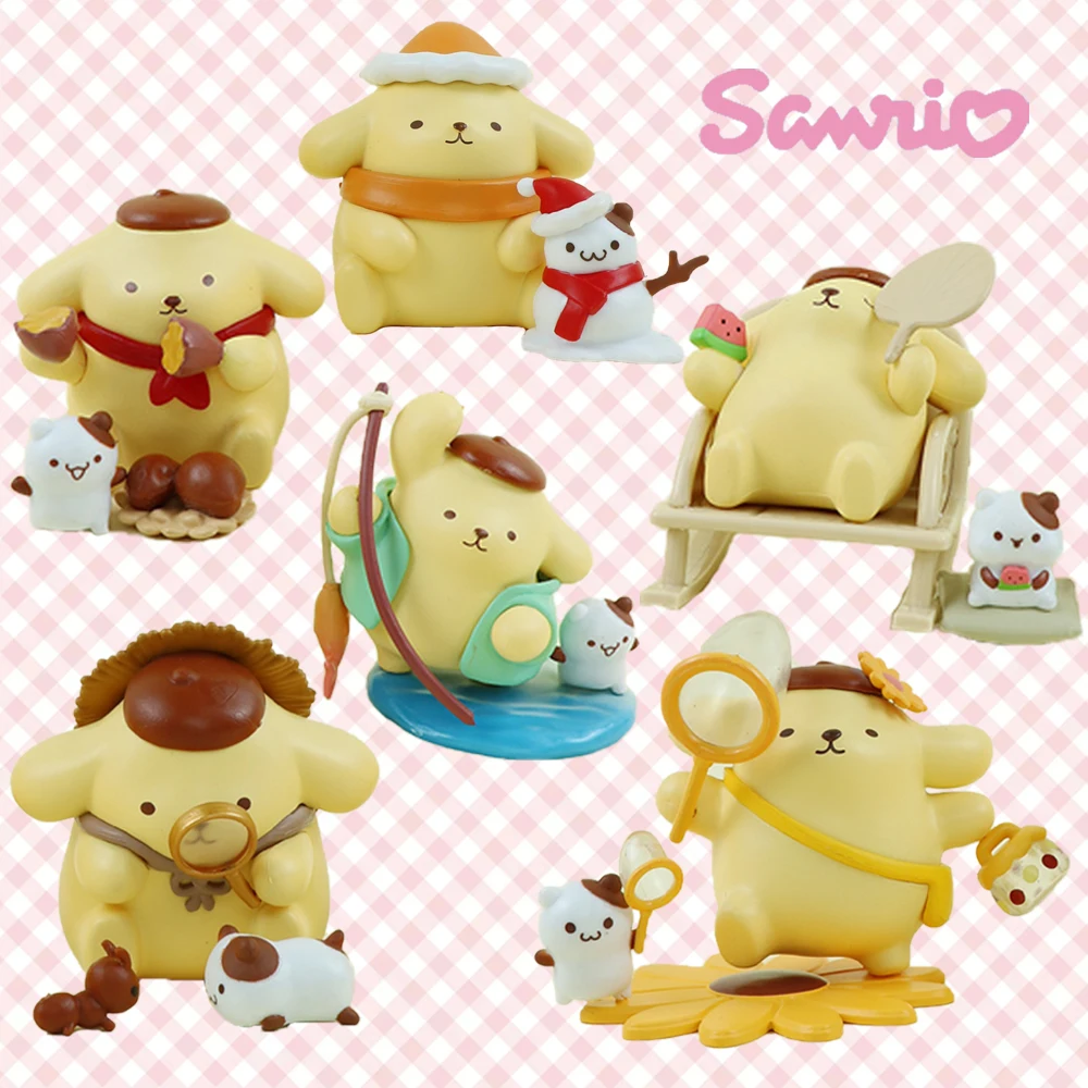 Stocked Miniso Kawaii Sanrio Pompompurin childhood Four Seasons Table Decoration Cute Girls Students Gifts Figures Model Toys