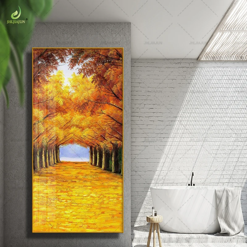 Elegant Crystal Porcelain Painting A Touch of Opulence Maple Leaf Atmosphere Hanging Painting with LED Lights