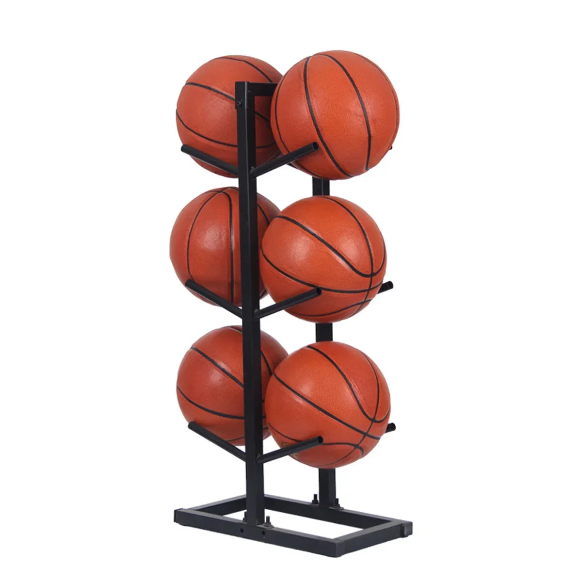 2026 Custom Multilayers Ball Storage Rack Vertical Basketball Holder Garage Standing Ball Rack for Soccer Rugby Volleyball