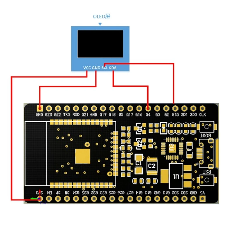 ESP32F Module Development Board Bluetooth Development Board met 0,96 inch OLED LCD-scherm