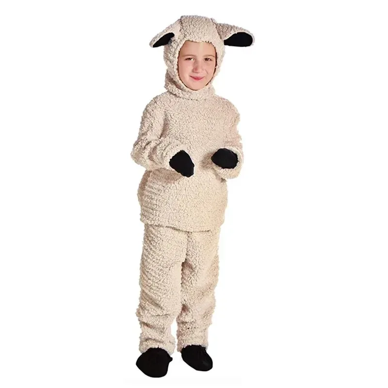 

Umorden 3-12Y Toddler Kids Child Woolly Lamb Sheep Costume for Boys Girls Animal Themed Fancy Dress with Gloves and Foot Covers