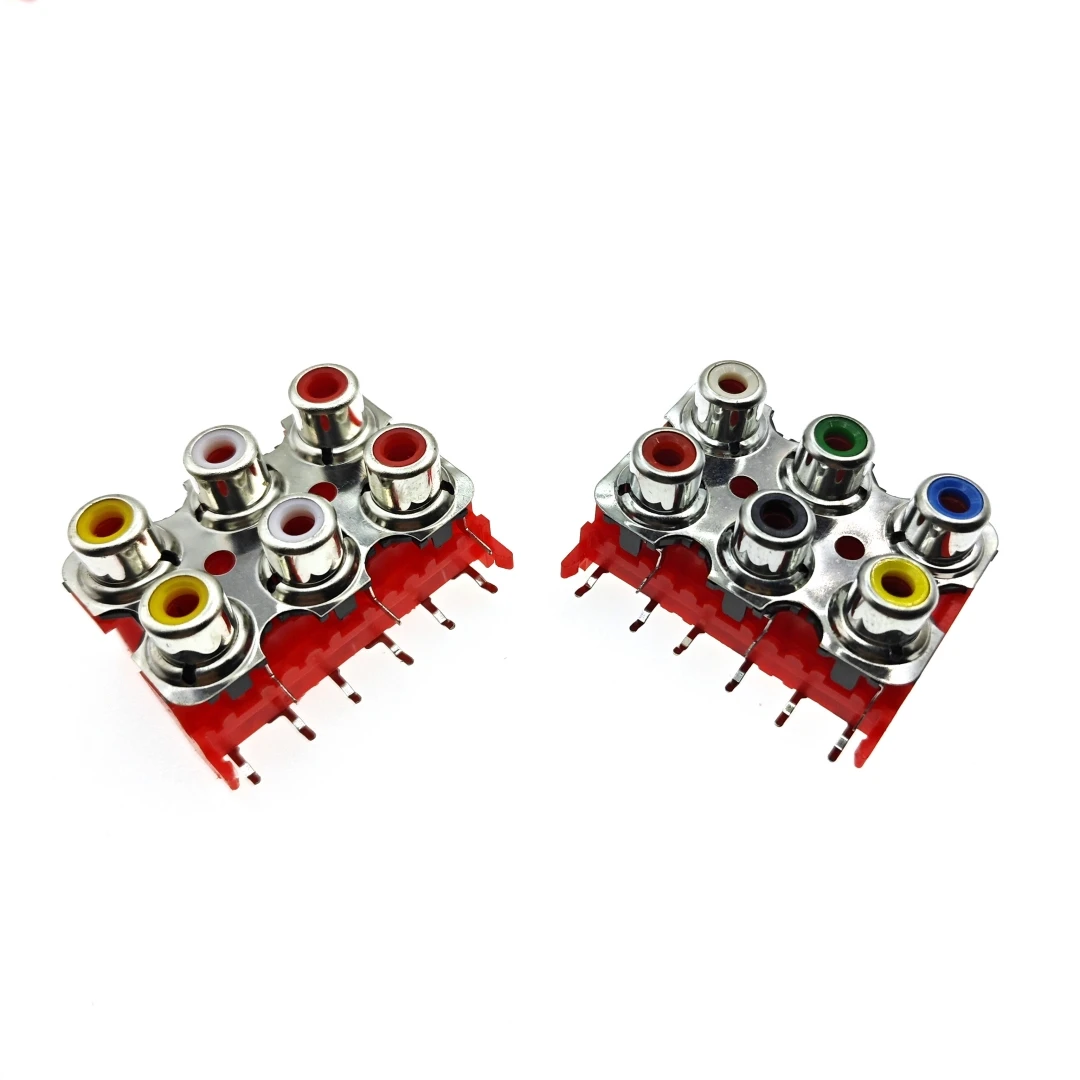 1PCS AV6-8.4-13B Lotus Socket Audio And Video Socket 6-Hole PCB Welded 9-Foot RCA Socket AV Concentric