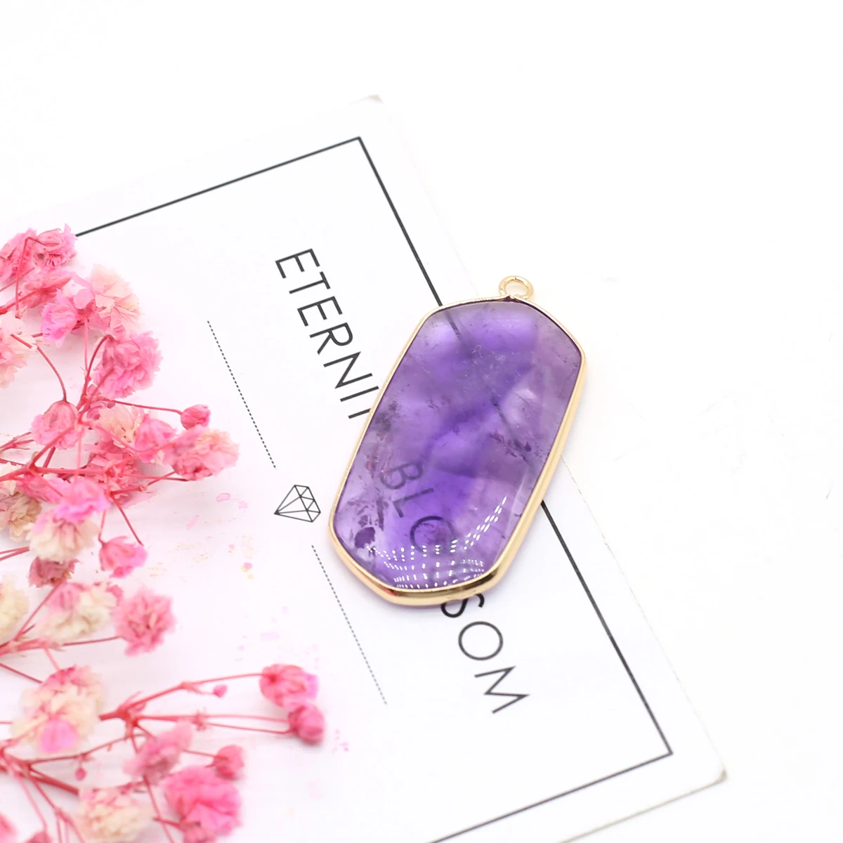 Natural Amethysts Pendant Charms Natural Purple Quartz Crystal Connector For Healing Pendulum Jewelry Earring Necklace Making