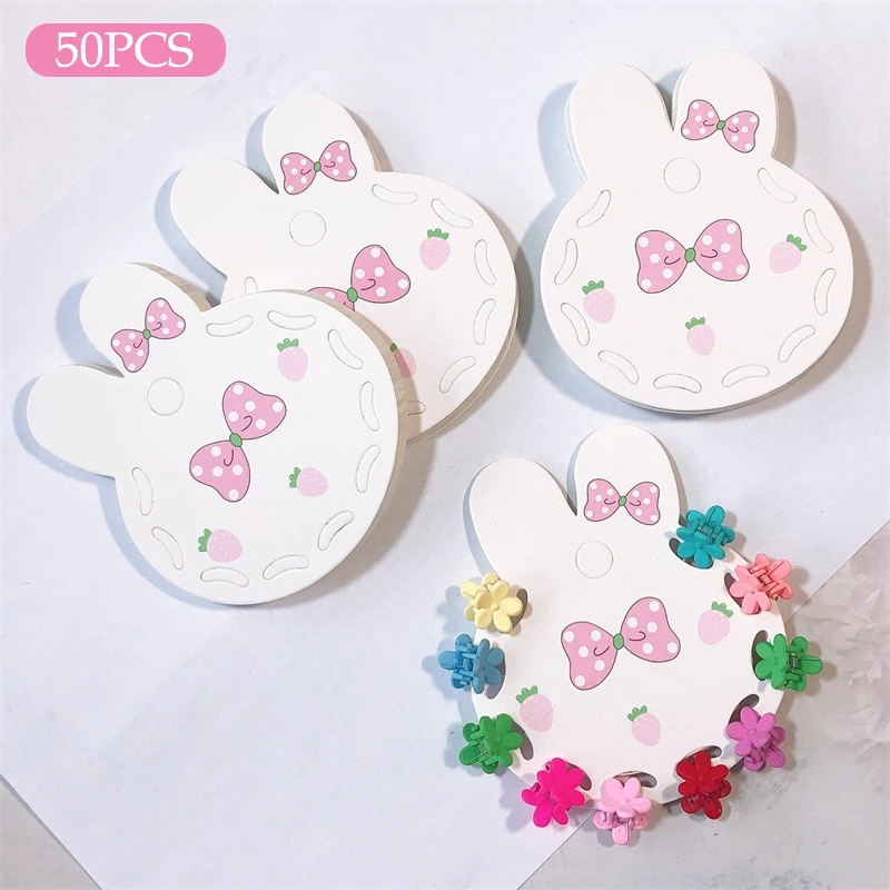 50Pcs Cute Bow Rabbit Hairpin Paper Jam Hair Clip Display Cards Hair Clips Jewelry Display Card Paper Card Bow Display