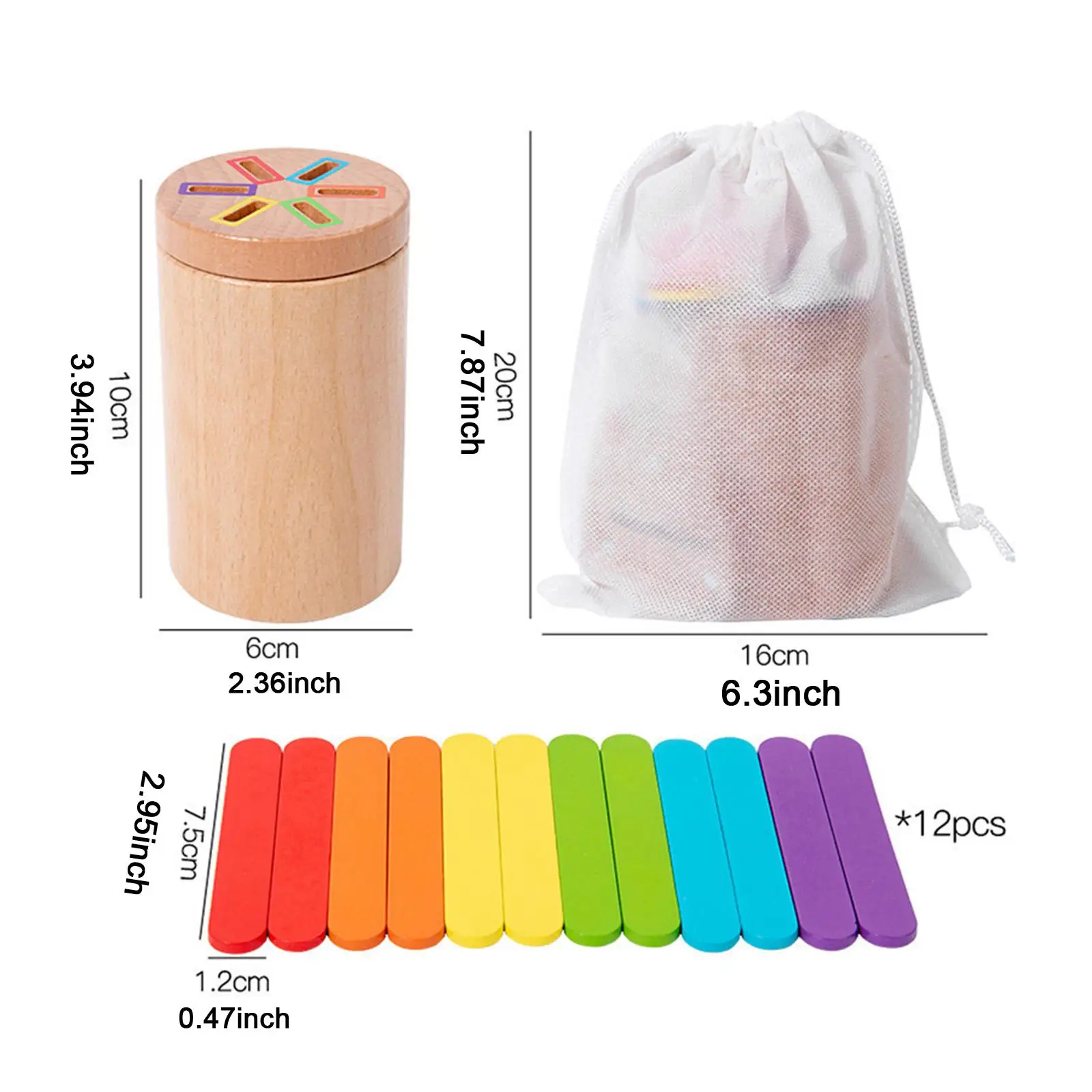 Wooden Sorting Toy Fine Motor Skills Color Matching Sorting Toy for Toddlers