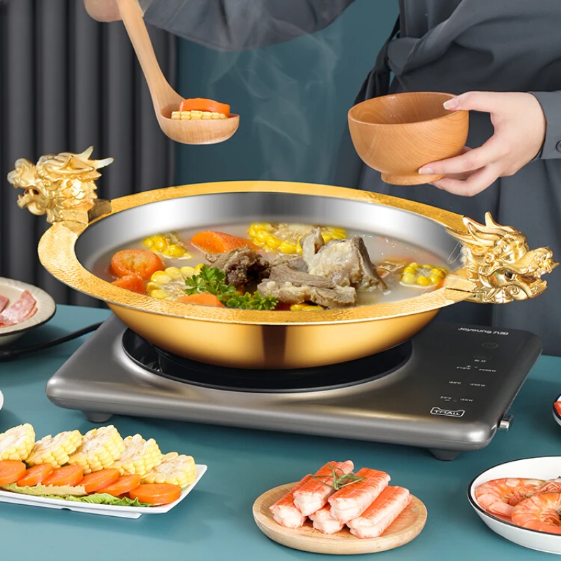 Three-layer steel faucet, hot pot, mandarin duck pot, large hot shabu, commercial induction cooker special