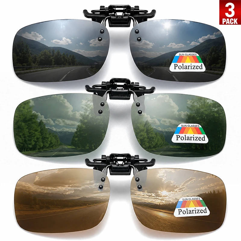1/3 Stück polarisierte Clip-On-Sonnenbrillen für Männer und Frauen, hochklappbare Überbrillen für Sport, Angeln, Fahren, Wandern, Radfahren, UV400 – Detail 8