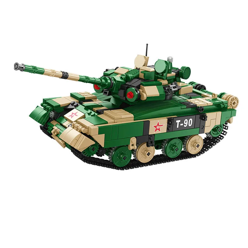 RC Russia T90 Main Battle Tank Military Vehicle Model Building Block WW2 Army Figures Brick Radio 2.4gHZ Remote Control Toys