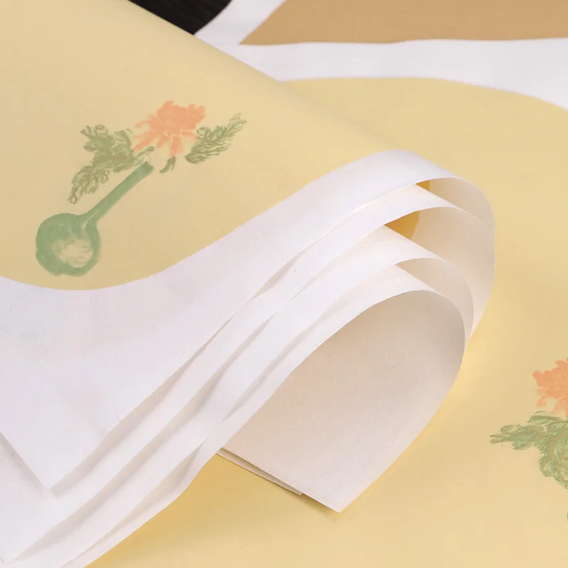 34cm*34cm Xuan Paper Chinese Round Fan Calligraphy Paper Small Regular Script Practice Interesting Printing Half-Ripe Rice Paper