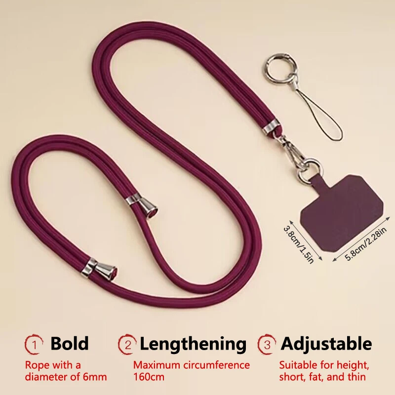 1pcs Crossbody Lanyard Necklace Strap Universal Mobile Phone Adjustment Long Hanging Rope With Clip Anti-Lost Lanyard