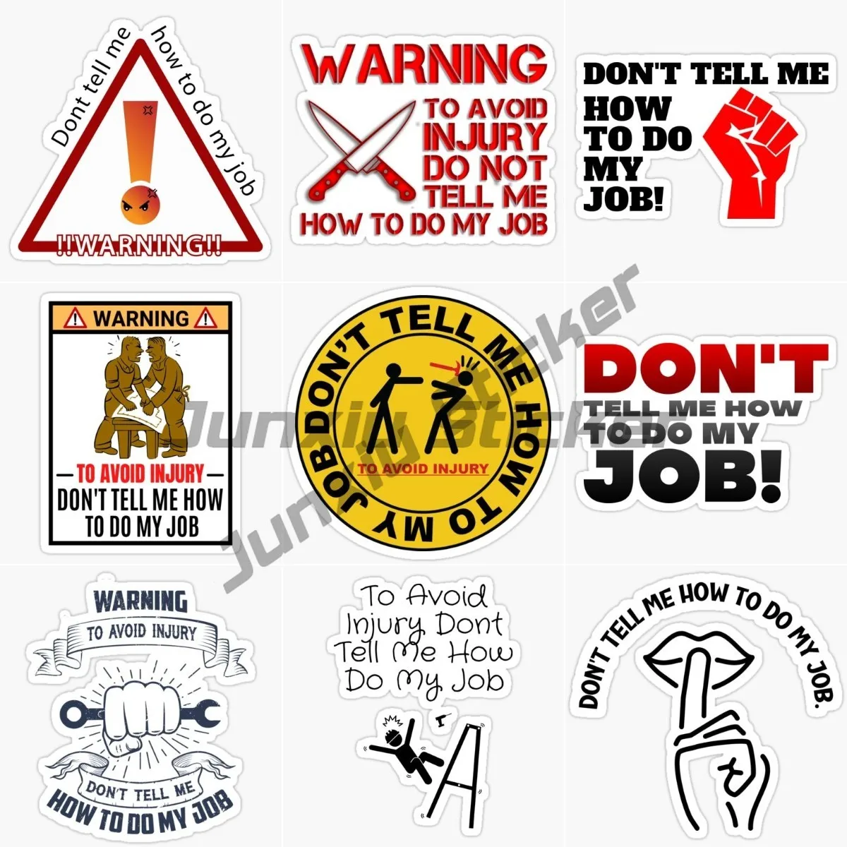 Creative and Humorous WARNING TO AVOID INJURY DON'T TELL ME HOW TO DO MY JOB Vinyl Waterproof Self-adhesive Car Stickers