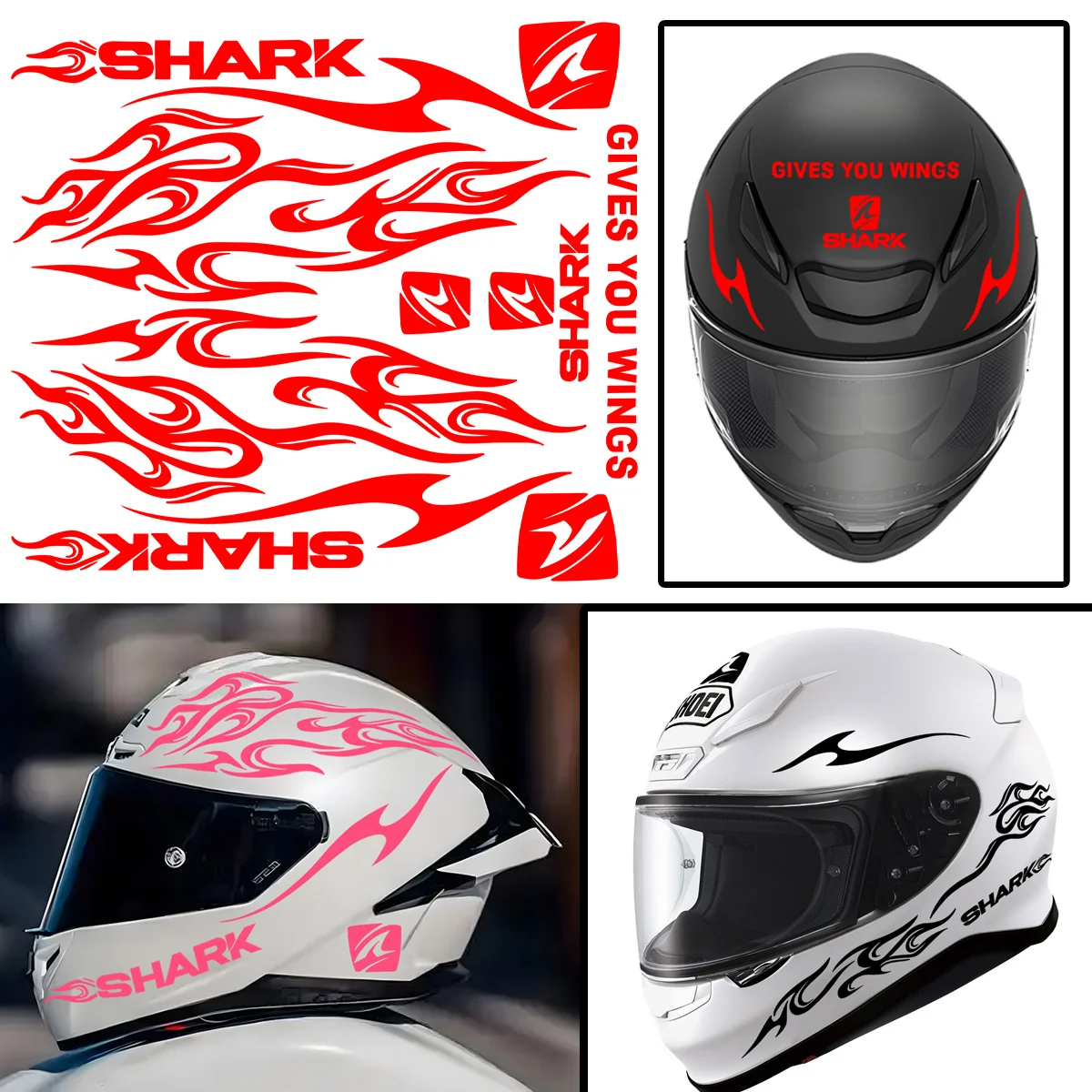 

1SET Multicolor Tribal Flame Graphic Stickers, Waterproof Decals for Motorcycle Helmet & Body Decor