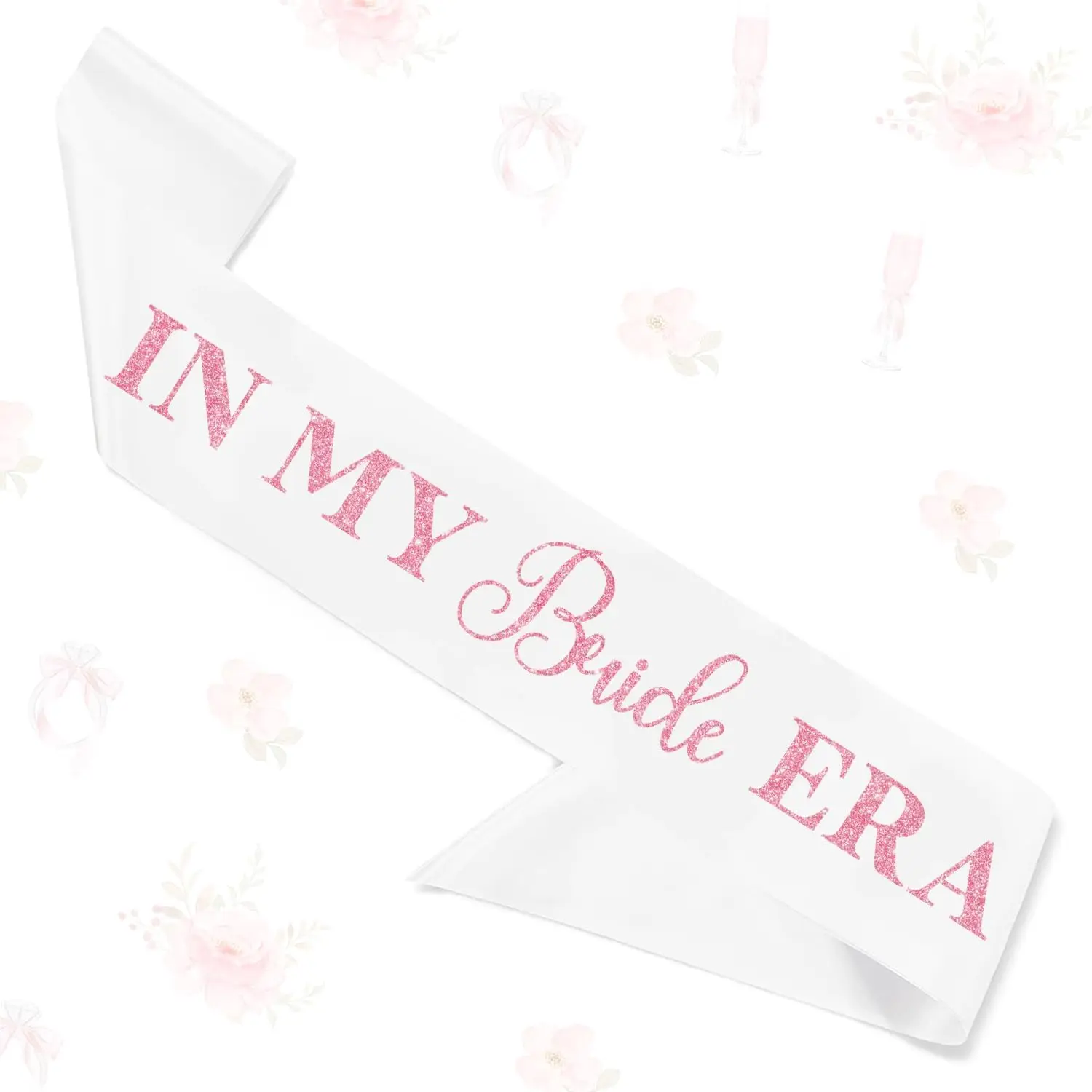 Funmemoir in My Bride Era Sash Bachelorette Party Decorations Pink Glitter Bridal Shower Supplies for Women Photograph Props