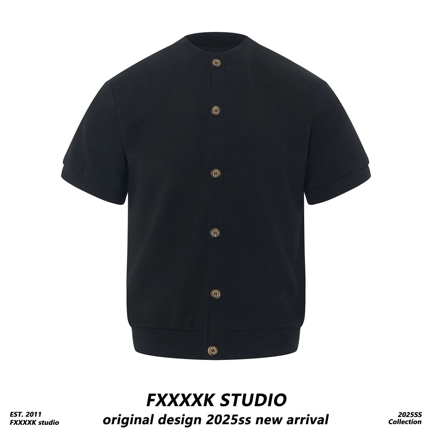 

Original FXK American Retro Cleanfit Knitted ort Sve T-irt Button up Men Women High End Feel f Sve Summer Top