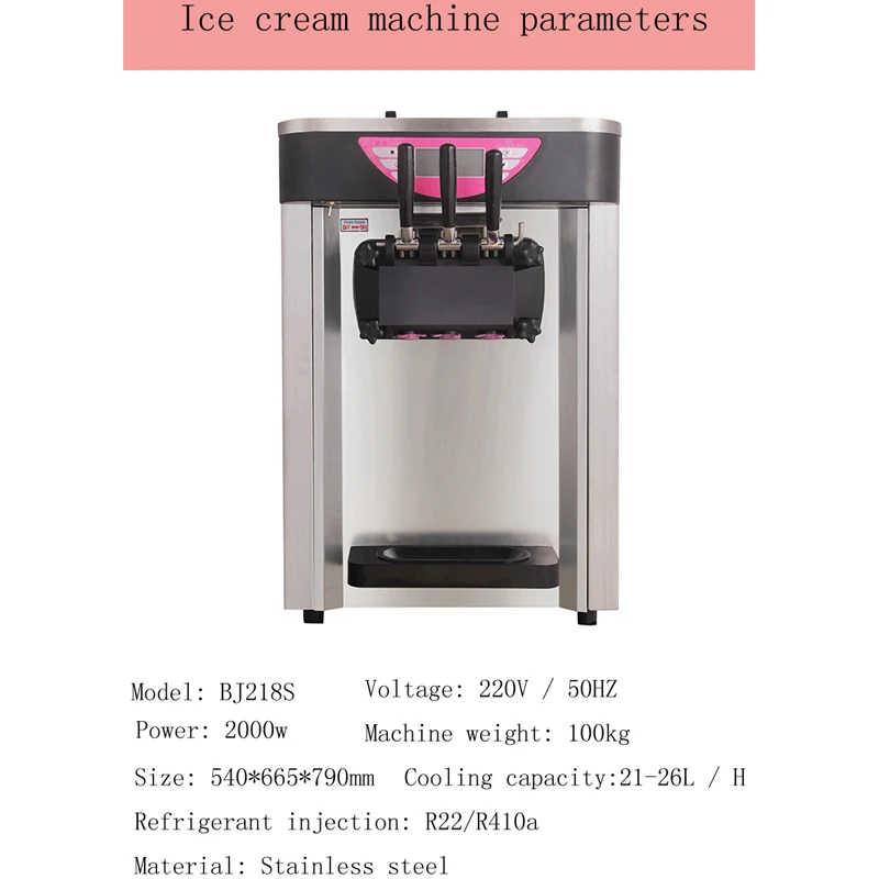 Soft Ice Cream Machine Commercial Ice Cream Making Machine Summer Snack Shop Cafe Desktop Ice Cream Maker