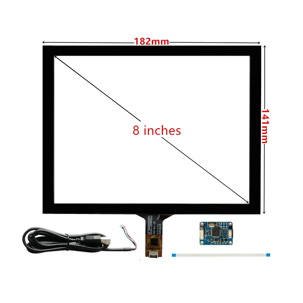 8 Inci 1024*768 IPS 4:3 Tampilan Layar Monitor LCD Papan Kontrol Driver Digitizer Layar Sentuh untuk Raspberry Pi PC Sub Layar