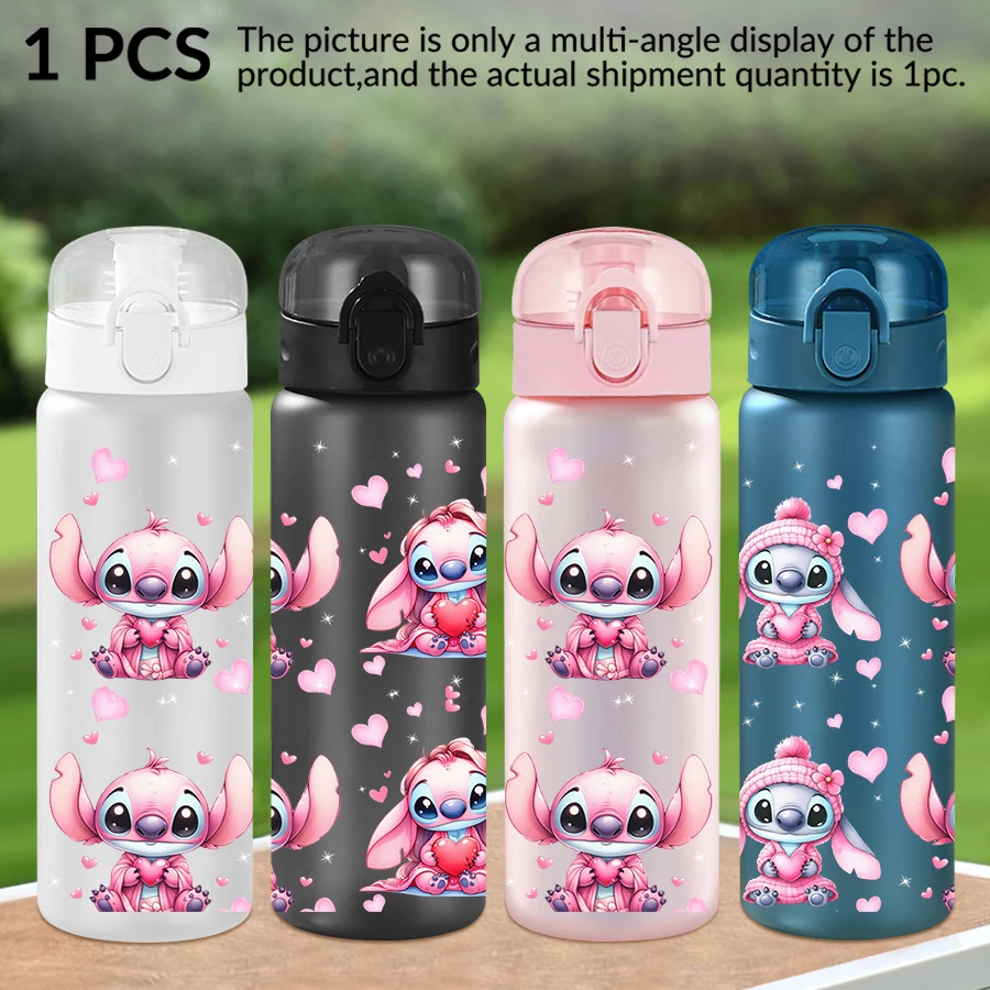 

1 шт., пластиковая бутылка для воды Disney Stitch Love Pattern, 26 унций, спортивная чашка для воды на открытом воздухе, подарок на день рождения/позад в школу