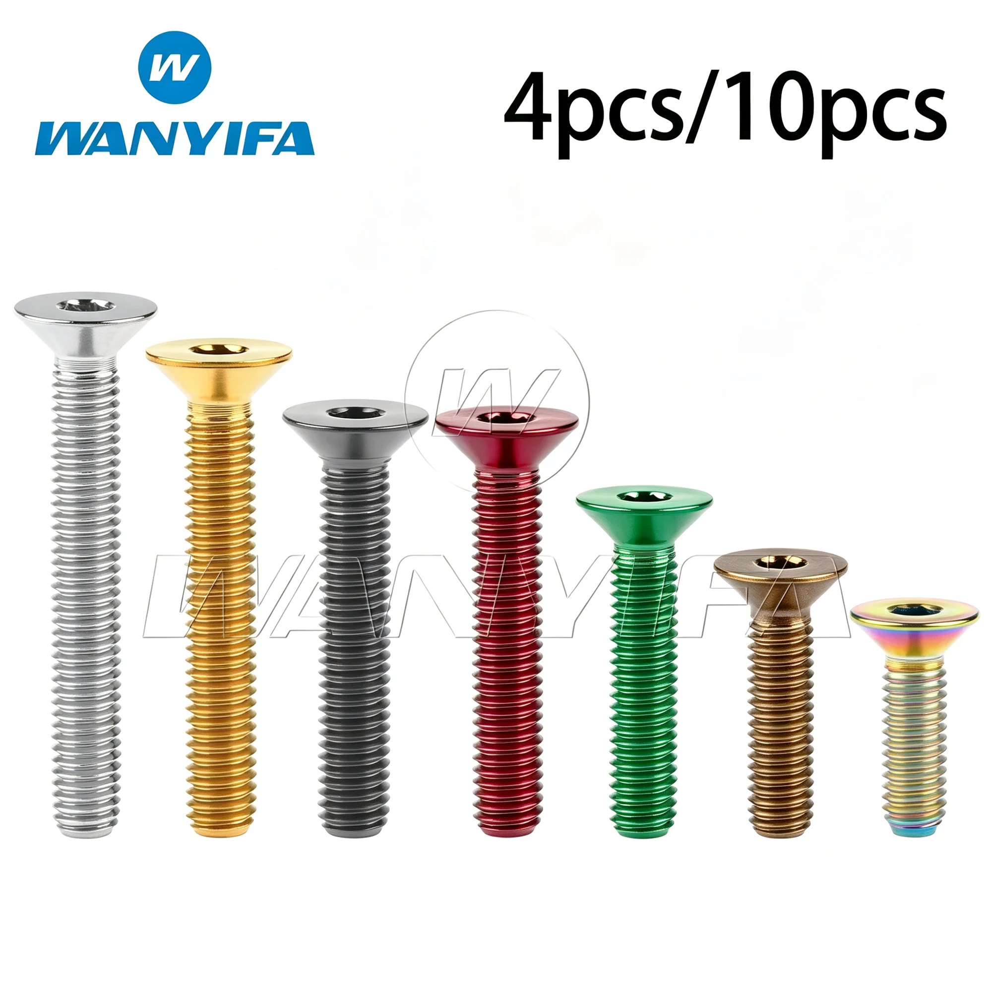 Wanyifa Titanium Ti Bolt M6x10/15/20/25/30/35/40/45mm Allen Key Flat Countersunk Head Screw 4/10pcs