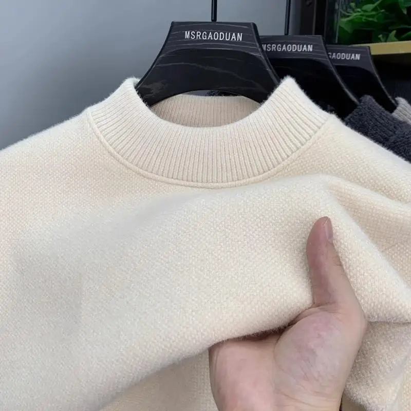 

Men's Thiened Fce Lined Knitted Sweater High Ne Winter Thermal Top Inteated Velvet Soft Warm Long Sve Crew Ne