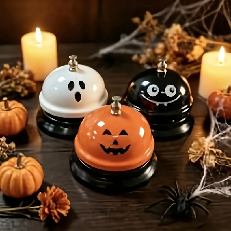 Halloween Themed Call Bell, Ghost Pumpkin Monster Metal Service Bell,Party Table Decoration Prop for Bar Restaurant Home