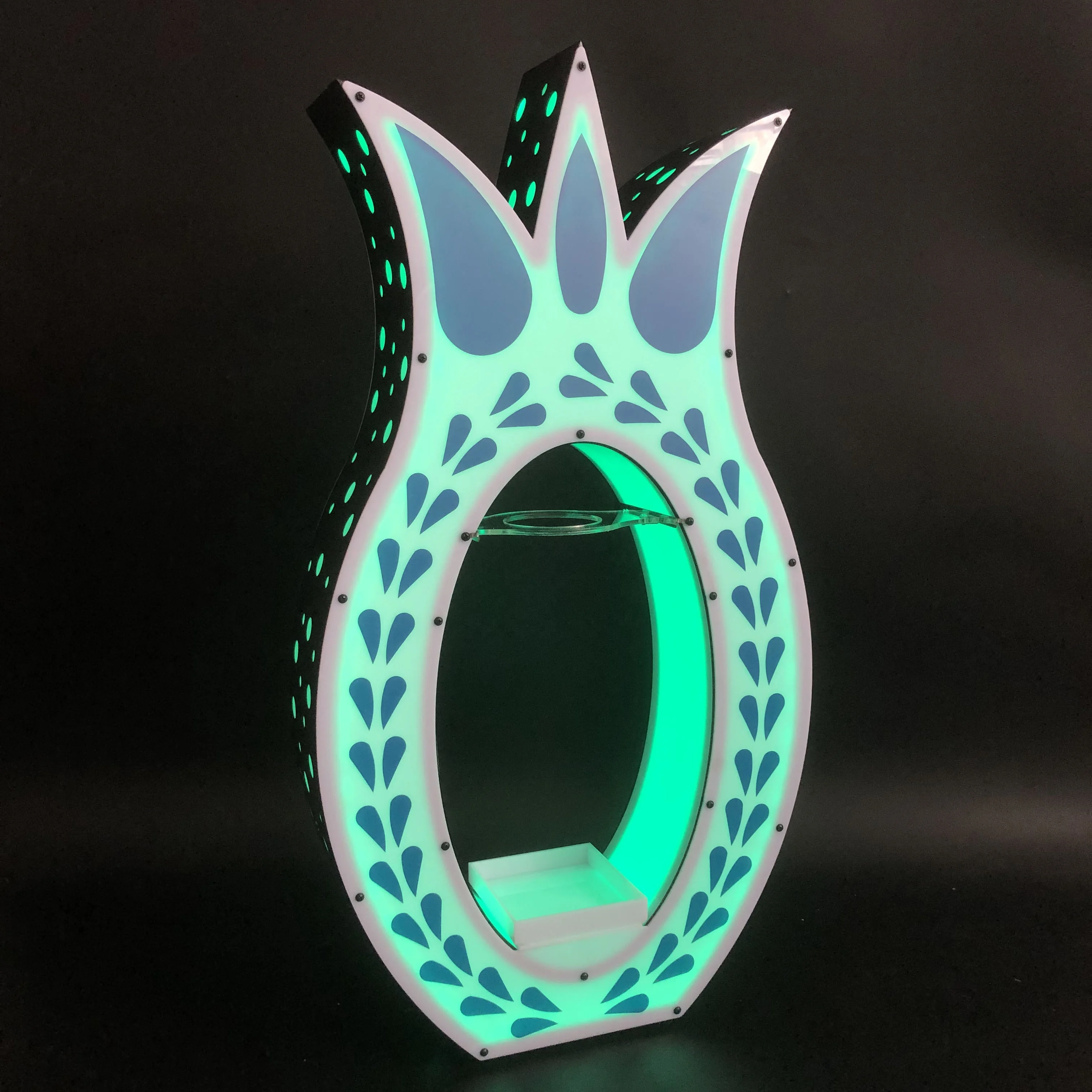 Customized rectangular LED acrylic + metal VIP tequila display stand, suitable for nightclubs