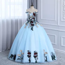 2024 New Sweet Vestidos Quinceanera Dresses Luxury Flower Off The Shoulder Party Gown Formal Dress Real Photo Ashley Gloria