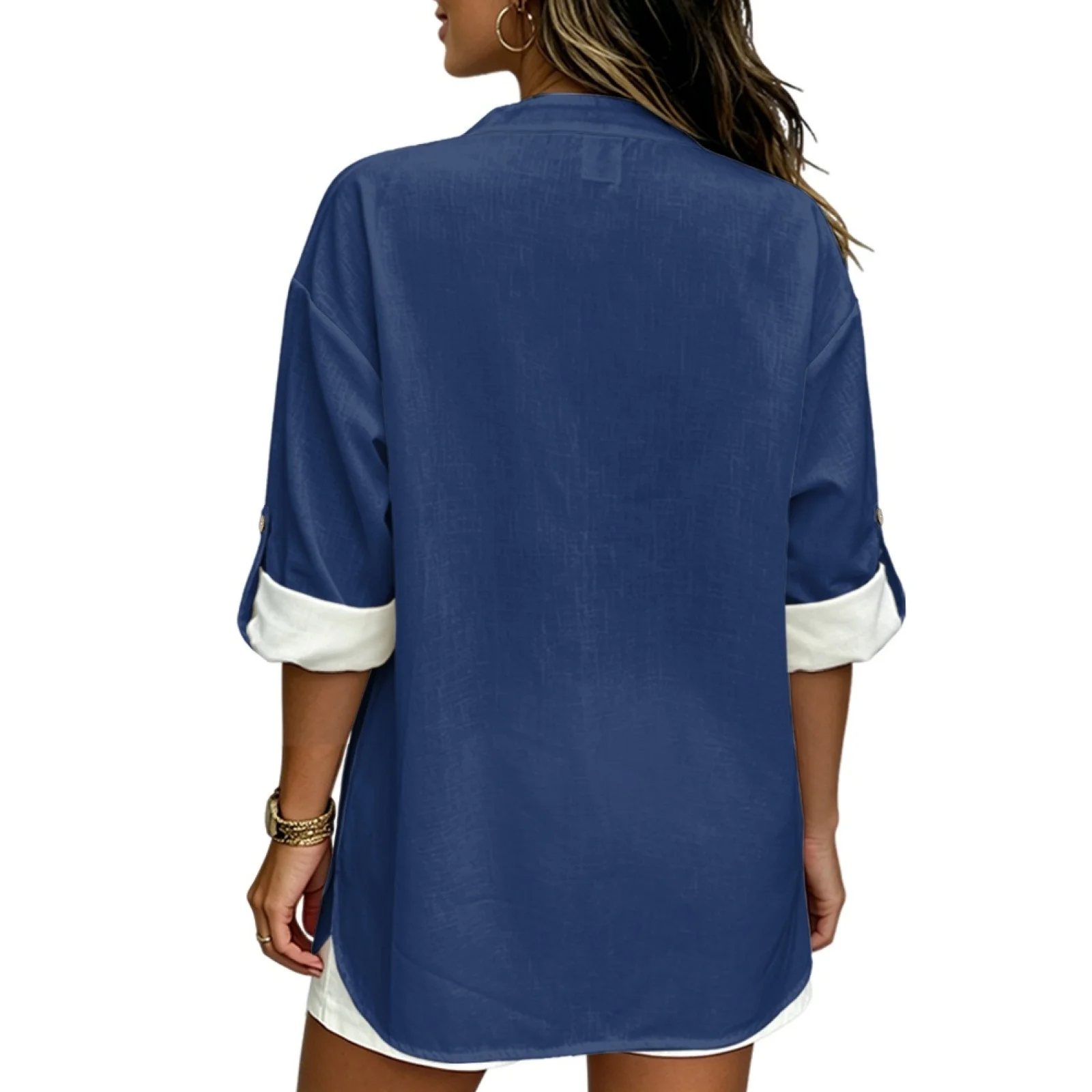 PENSTROLL Crane And Pine Print Linen Like Ladies Tops and Blouses Side Slit V Neck Loose Fit Tunic Top for Workout Sizes S-5XL