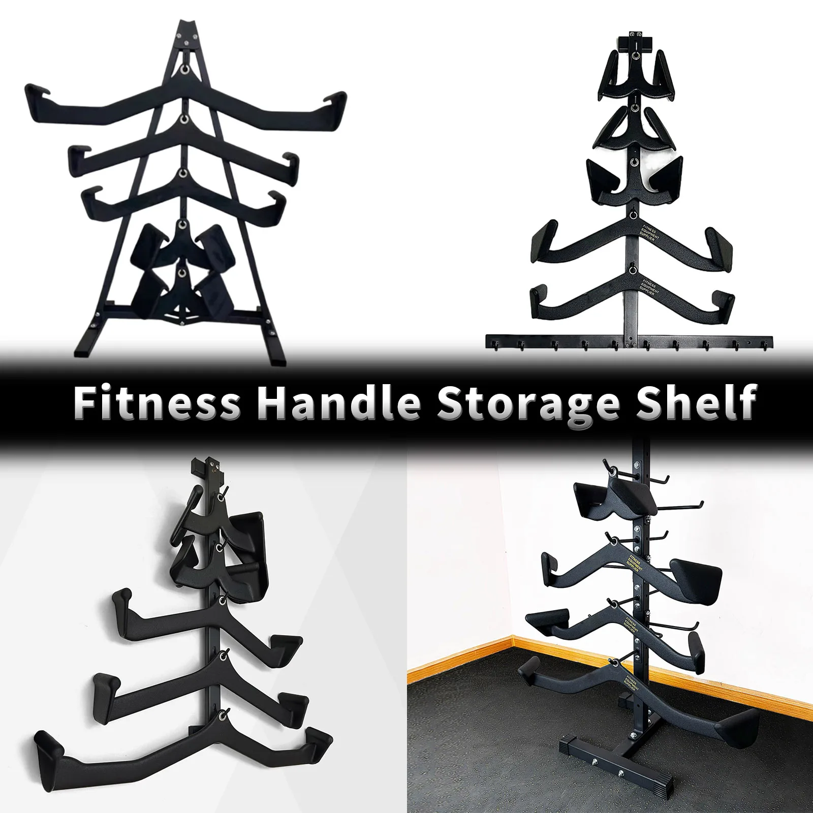 Storage Shelf  for Lat Pull Down Bar Heavy Duty Steel Cable Attachments Gym Storage Rack Organizer Wall Mounted and Stand Shelf