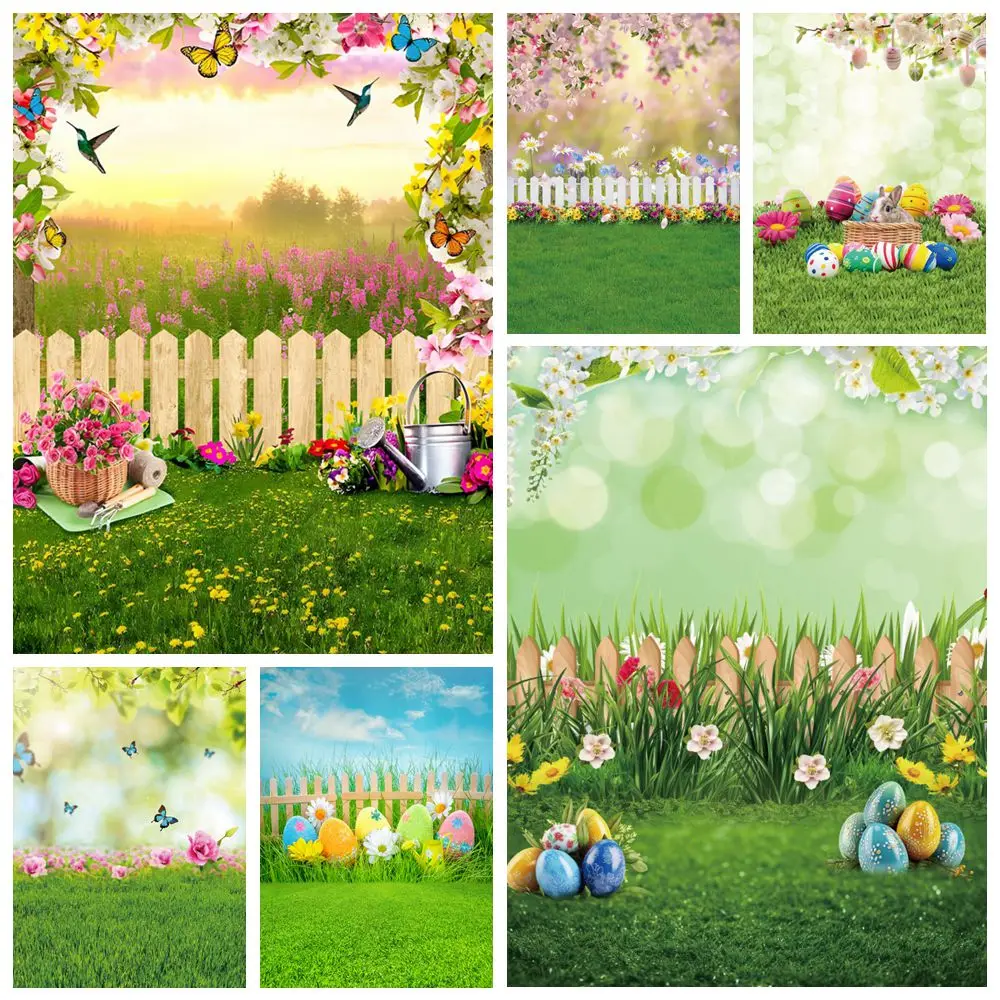 

Spring Nature Scenery Easter Photography Backdrop Rabbit Flower Grass Eggs Bunny Baby Portrait Kid Birthday Photocall Background