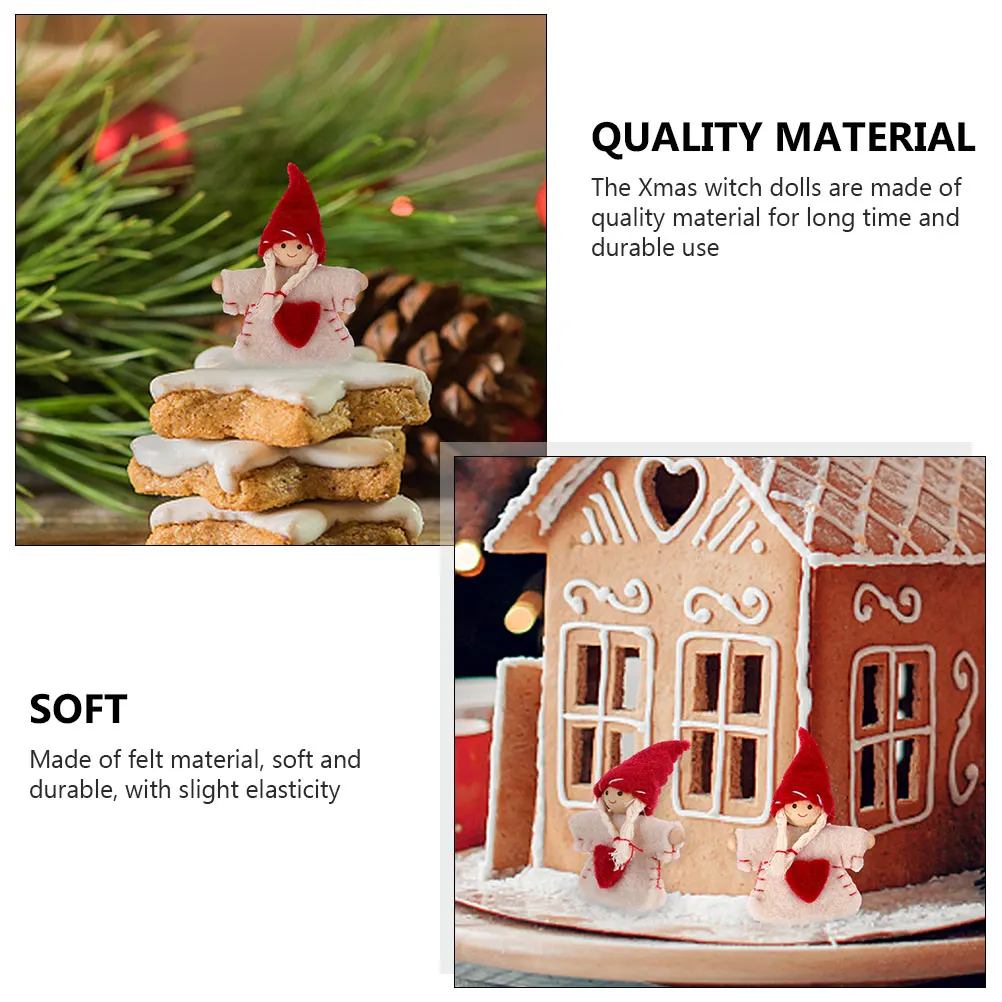 

6pcs Xmas Witch Wool Felt Ornament Decorative Festival Party Adorn Christmas Tree Craft Gift Home Decoration