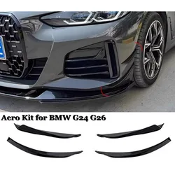 Front Bumper Lip Splitter Canards for BMW 4 Series G26 i4 G24 420i 430i M440i With M-Pack MP Body Aero Kit Spoiler ABS UV Coat