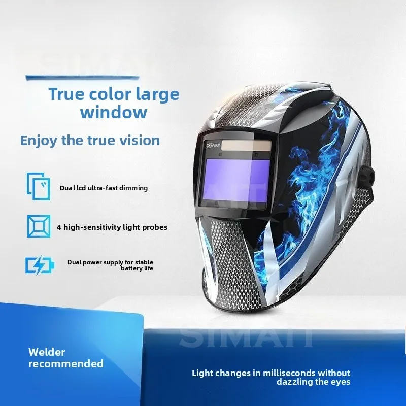 1/1/1/1 True Color Auto Darkening Welding Helmet, Large View, 4 Sensors, Solar Powered, for TIG MIG MMA Welding Mask