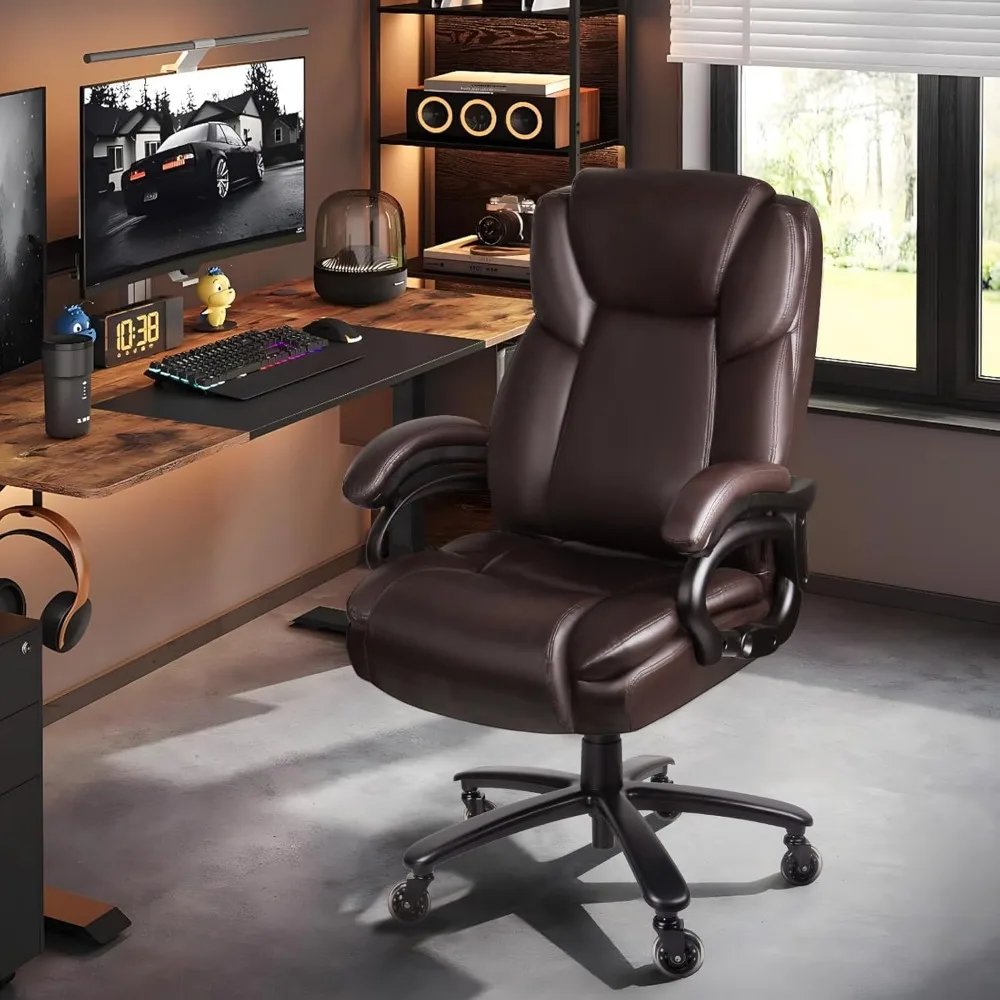 كرسي مكتب كبير وطويل بوزن 500 رطل - دعم قطني قابل للتعديل، كرسي مكتب للأشخاص الثقيلين، تنفيذي عالي الظهر #2