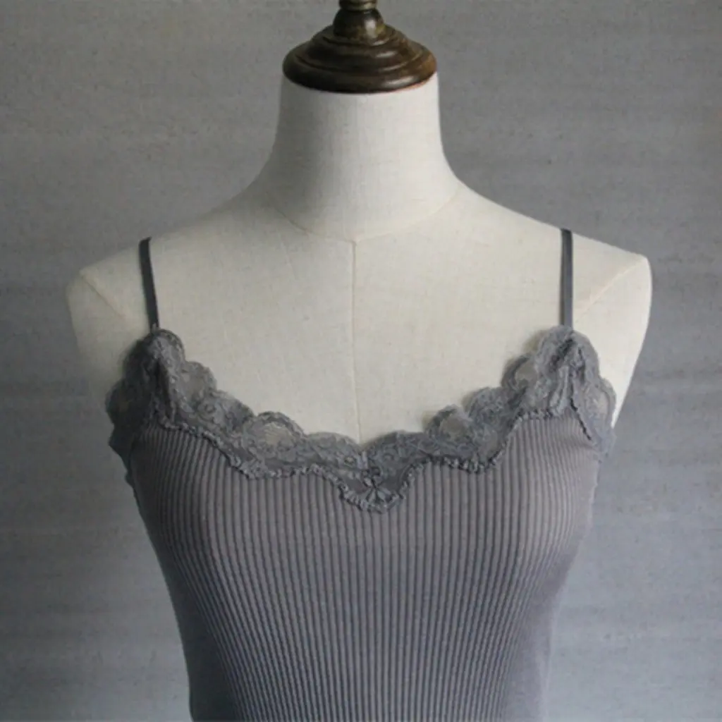 

Women's Knitted Silk Camisole Lace Top Summer Inner Spice Girl Silk Threaded Base Layer