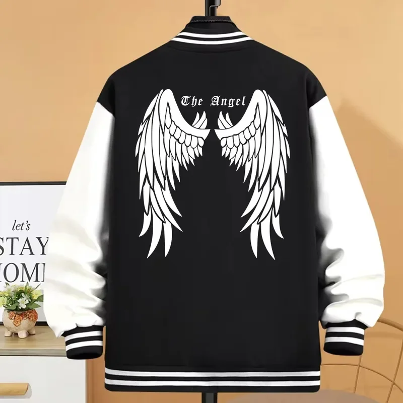 The Wings of Angels Jackets Womens Pocket Clothes Harajuku Warm Fleece Baseball Uniform Fashion Oversized Jackets Coat Overcoat