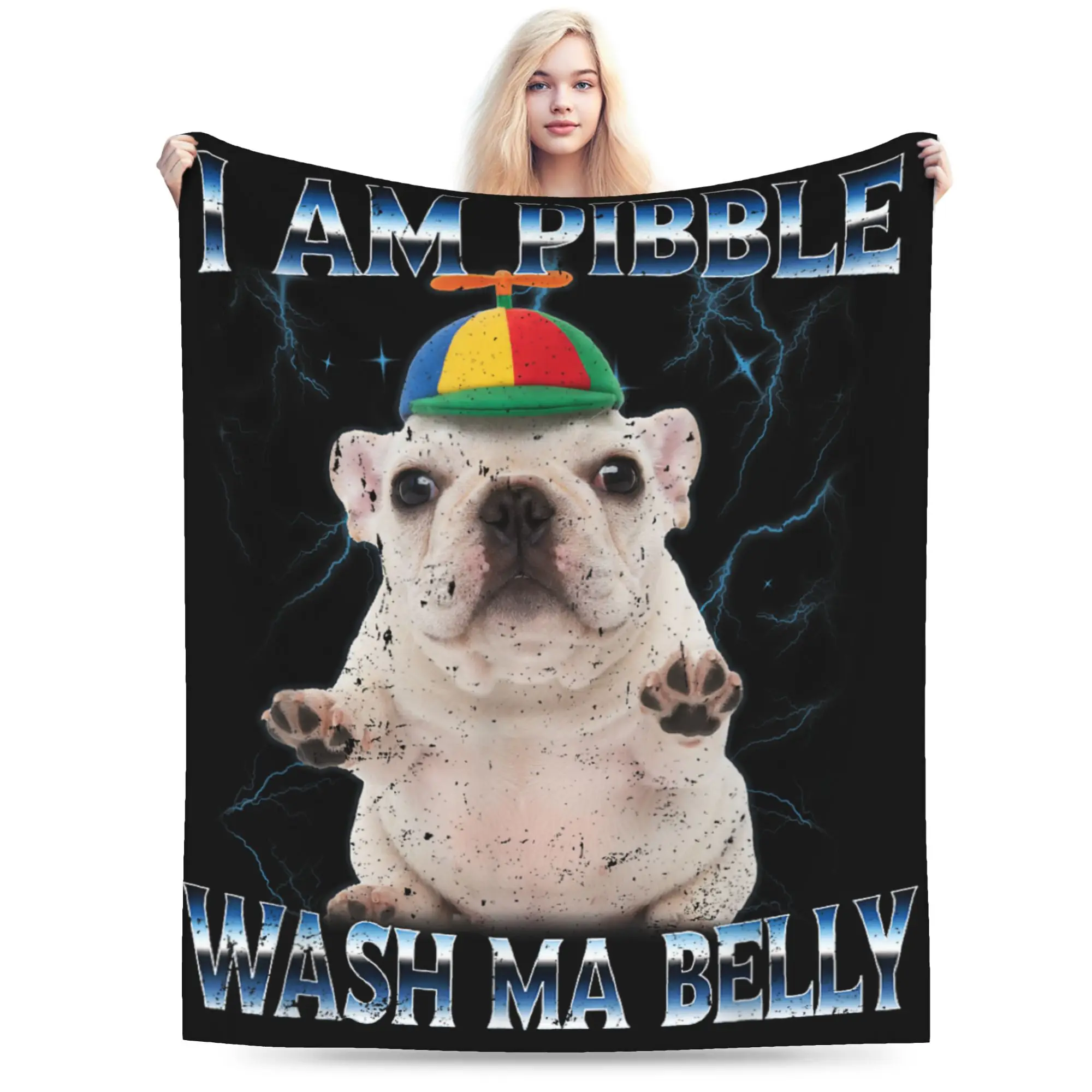 I am Pibble Dog Puppy Wash Clean My Belly Blanket Super Soft Plush Throw Blanket For Living Room Flannel Bedspread Bed Cover
