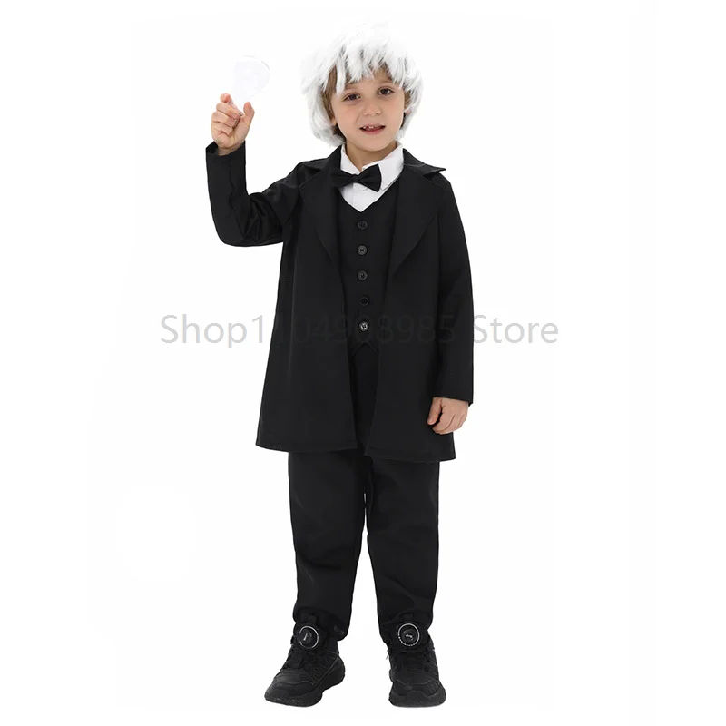 

Children Boy Inventor Suit Black Outfit Fancy stage performance Dress Up Kids Scientist suit For Stage Performance Party