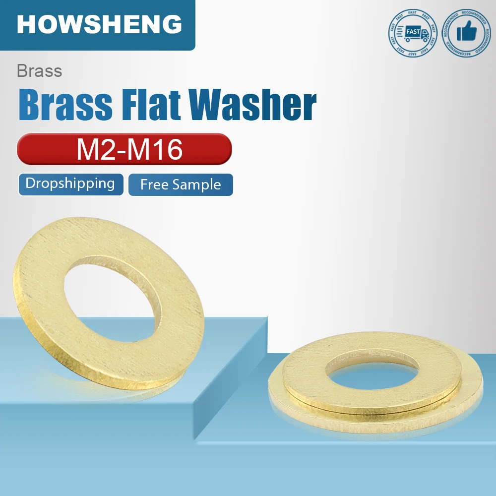 HOWSHENG 3-200pcs Brass Flat O Ring Washer M2 M2.5 M3 M4 M5 M6 M8 M10 M12 M20 Copper Plain Gasket for Sump Plug