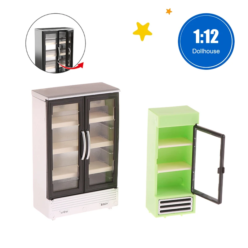 1/12 Dollhouse Simulation Refrigerator Freezer Model Miniature Ornaments Dollhouse Mini Furniture Accessories Decorative Toys